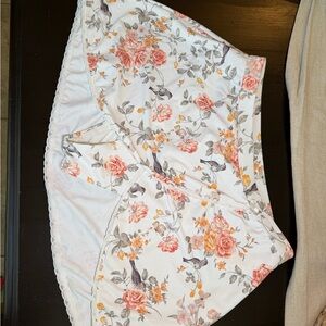 WeWoreWhat White Floral Cotton Briefs with Pink & Peach Roses medium